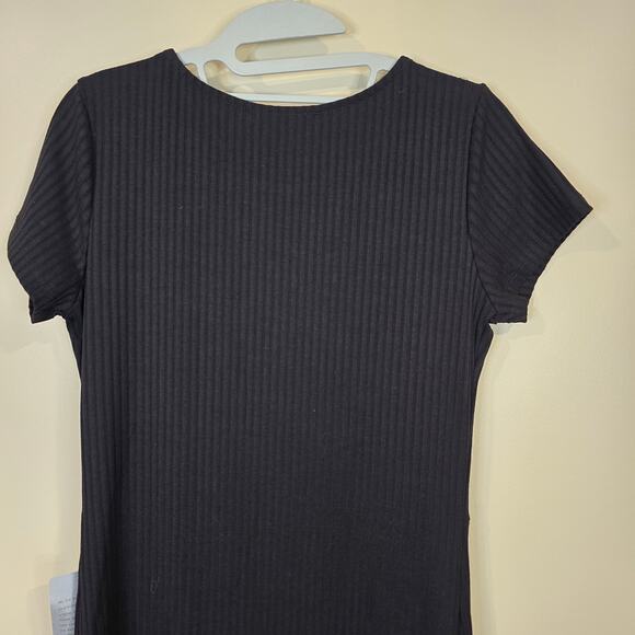 NEW NWT Women's The Vanity Room Black Ribbed Knit Wrap Dress | Size Medium - Picture 6 of 10